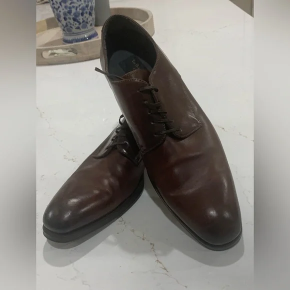 TO BOOT NEW YORK Brown Leather Blakeley Plain Toe Derby Oxfords Shoes Sz 11.5